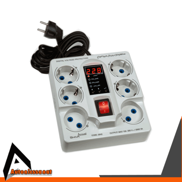محافظ ولتاژ 6 پریز دیجیتال شیوا امواج